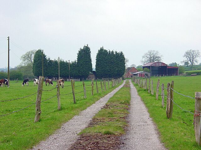 Cottage Farm, Spath. Looking west down the lane leading to Cottage Farm.