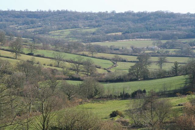 Clayhidon: view from Half Moon car park. Looking south-south-east towards the Culm valley