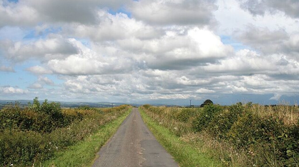 Yarnscombe: on Easton Moor Looking east-north-east in the direction of Easton Moor Cross. The sky has begun to cloud up