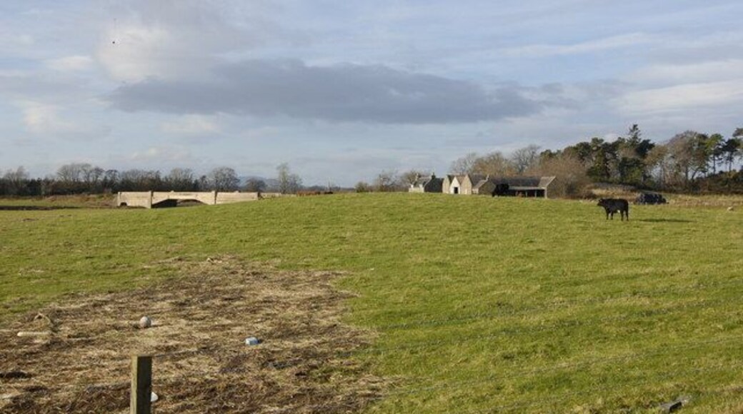 View over the fields towards Boat of Hatton Farm