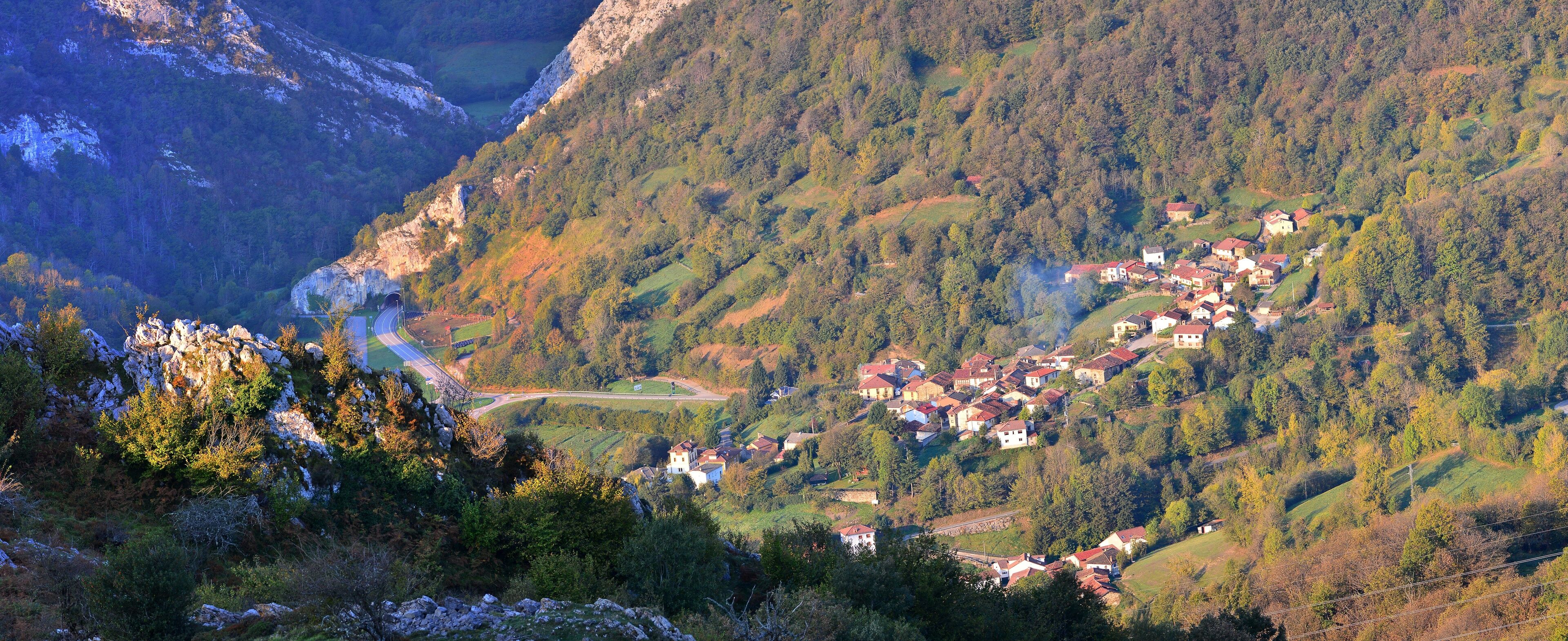 Dawn over the village of Campo de Caso in Asturias.