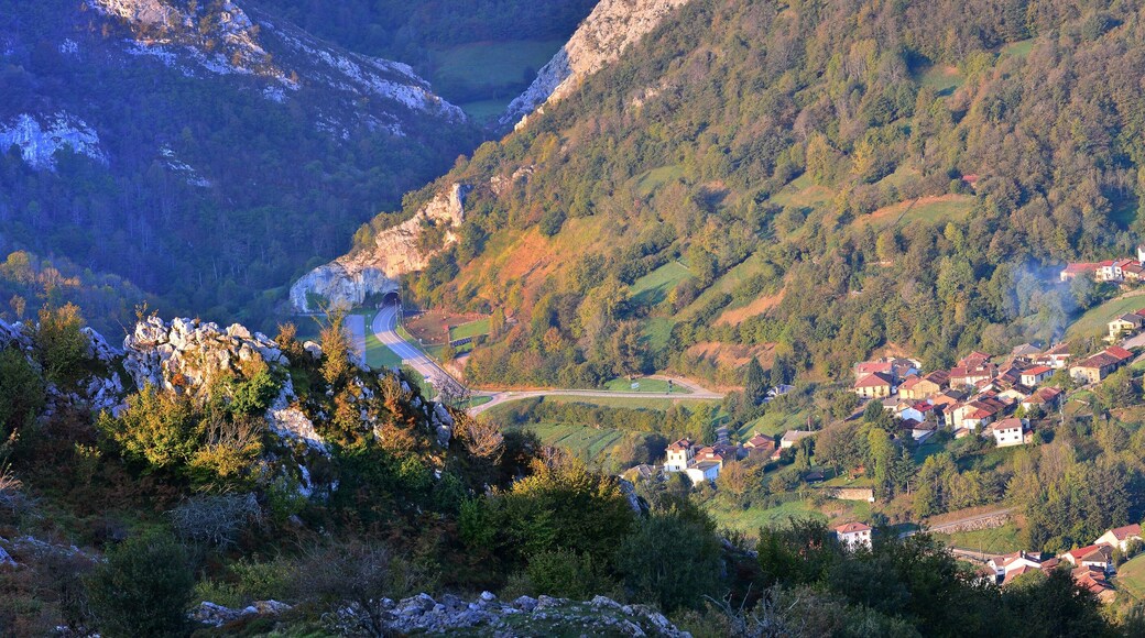 Dawn over the village of Campo de Caso in Asturias.
