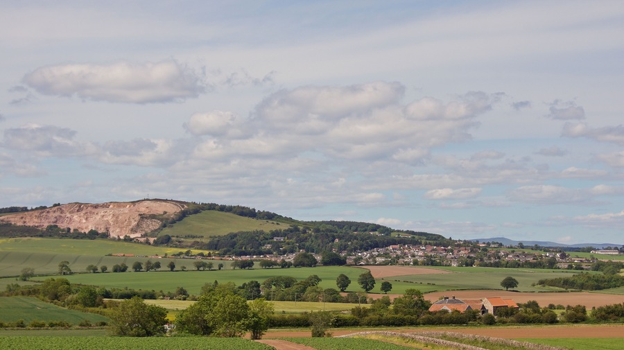 Balmullo quarry and Balmullo village, Fife, Scotland
