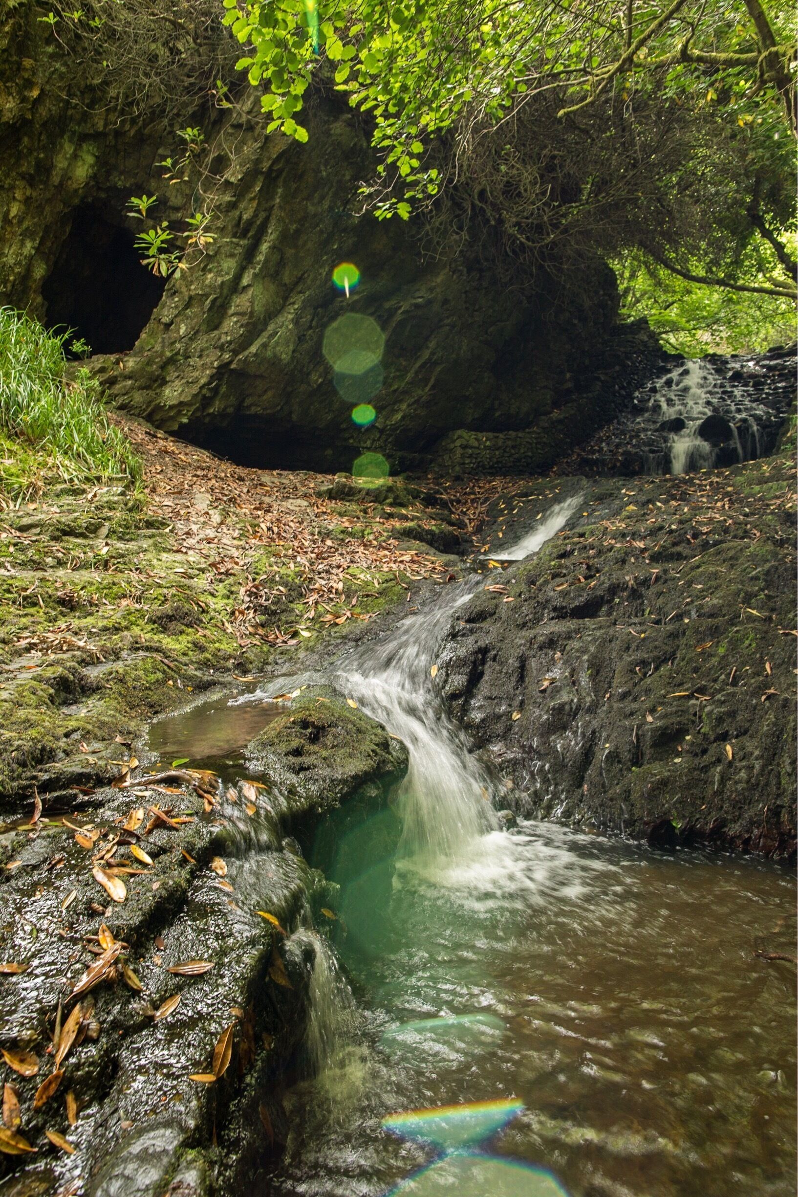 Lens flare, Nant Y Ffrith waterfall. Tranquil spot and peacefully perfect. 
