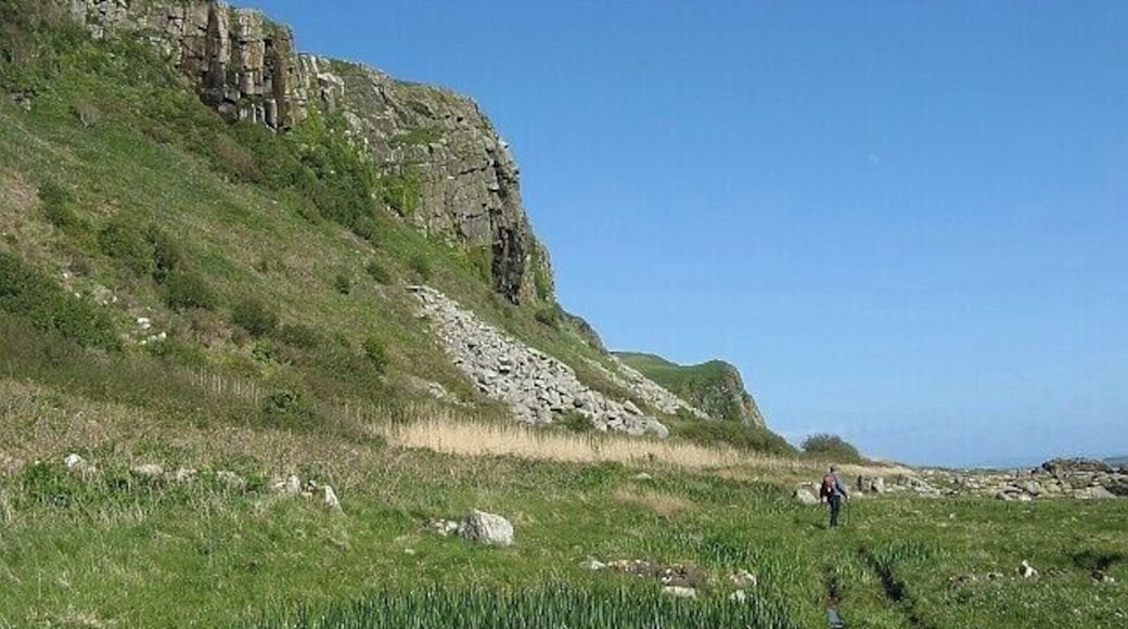 Arran Coastal Way The southern section of the Arran Coastal Way is fairly ill-defined, but at this point follows a waterlogged track just above the beach.
