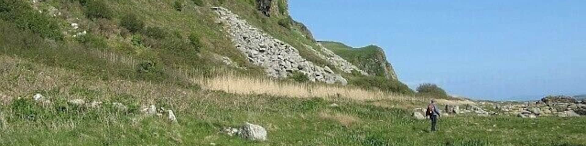 Arran Coastal Way The southern section of the Arran Coastal Way is fairly ill-defined, but at this point follows a waterlogged track just above the beach.
