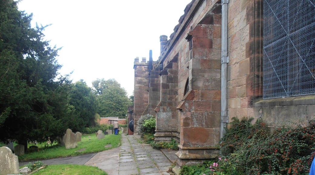 St Deiniol Church, Hawarden, Flintshire, in which lies a statue of W. E. Gladstone and his wife.