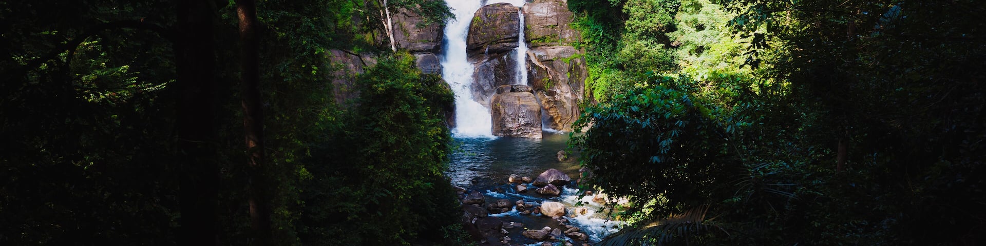 Meenmutty waterfalls in Trivandrum, India.