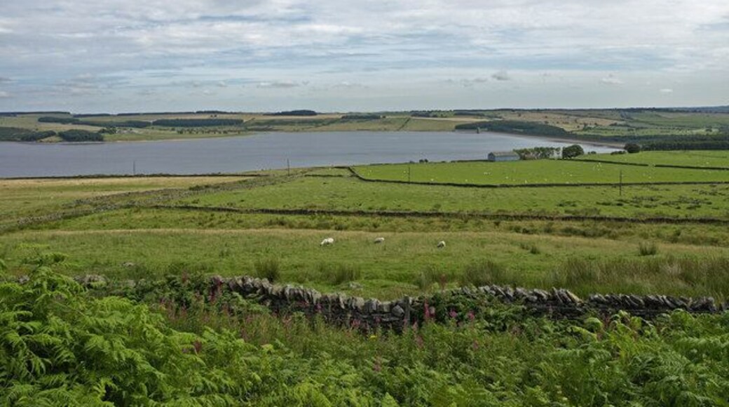 Derwent reservoir View across farmland on the south side of the reservoir.