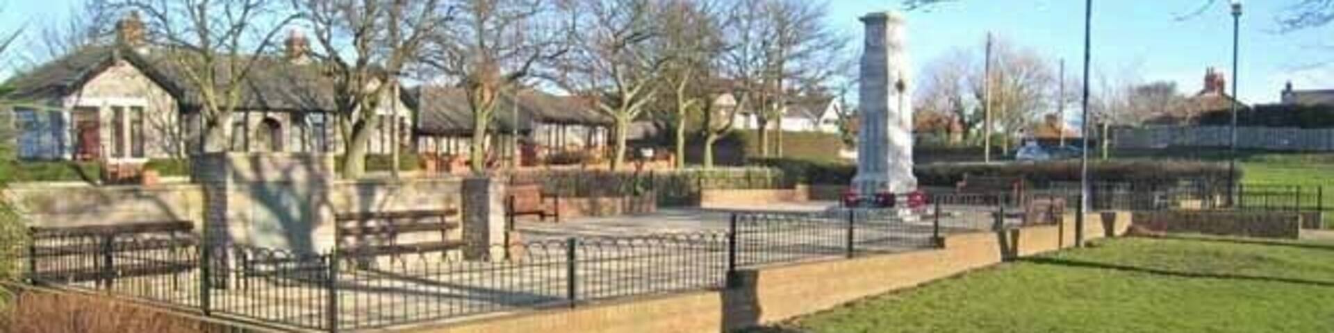 War Memorial Gardens at Murton Set on the village green on Church Lane. For details of the separate memorial on the left, see 314274.