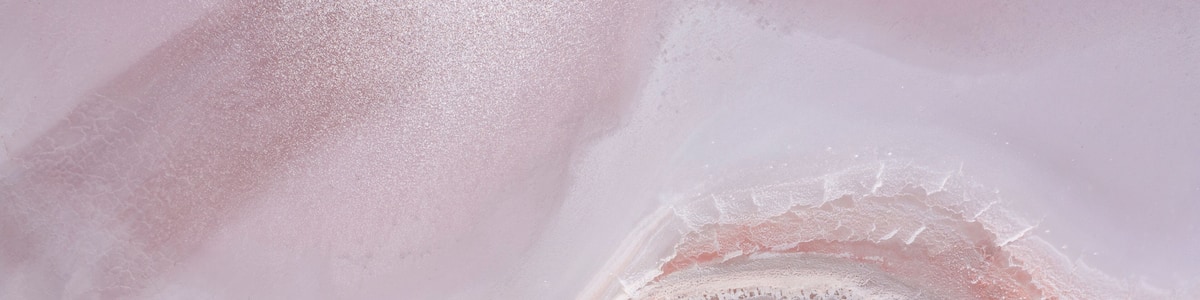 Aerial view of Lake Bumbunga, a naturally occuring pink salt lake beside the small town of Lochiel in South Australia