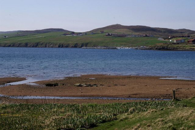Head of Busta Voe, Brae Looking towards the Brae marina from near Brae police station.