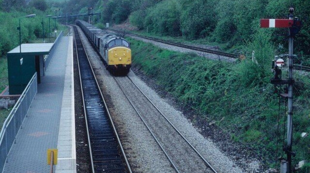 Coal empties at Ystrad Mynach. Coal empties for Penalta colliery on a grey Welsh day .