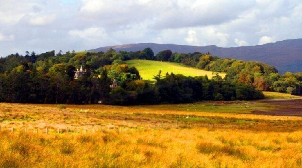 Torosay Castle / Caisteal Thorosaigh The castle and policies seen from the Duart road across the head of Camas Mòr.