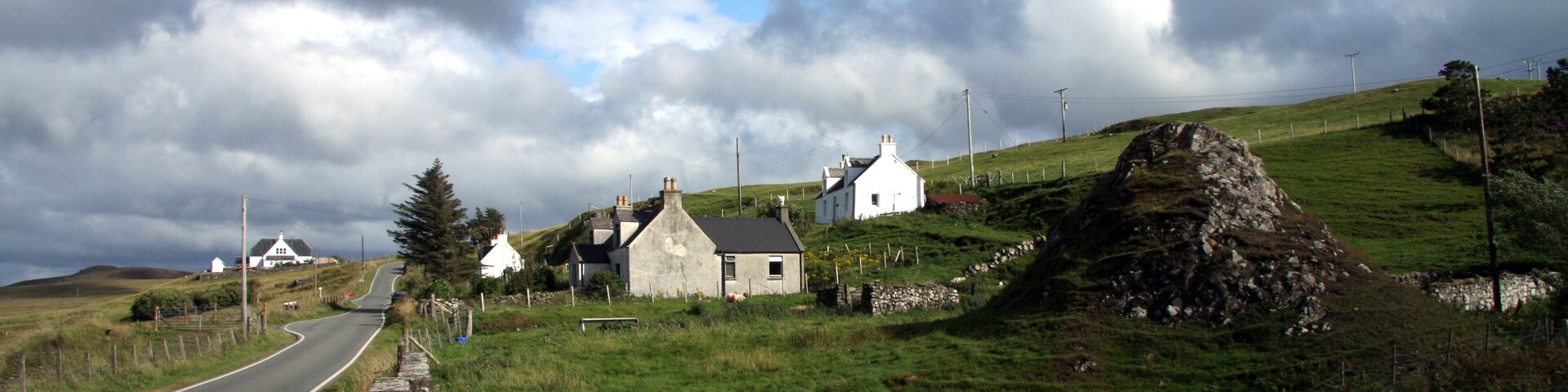Bridge over Kilmaluag River in Balmacqueen village during Skye trail, Isles of Skye, Inner Hebrids, Scotland
