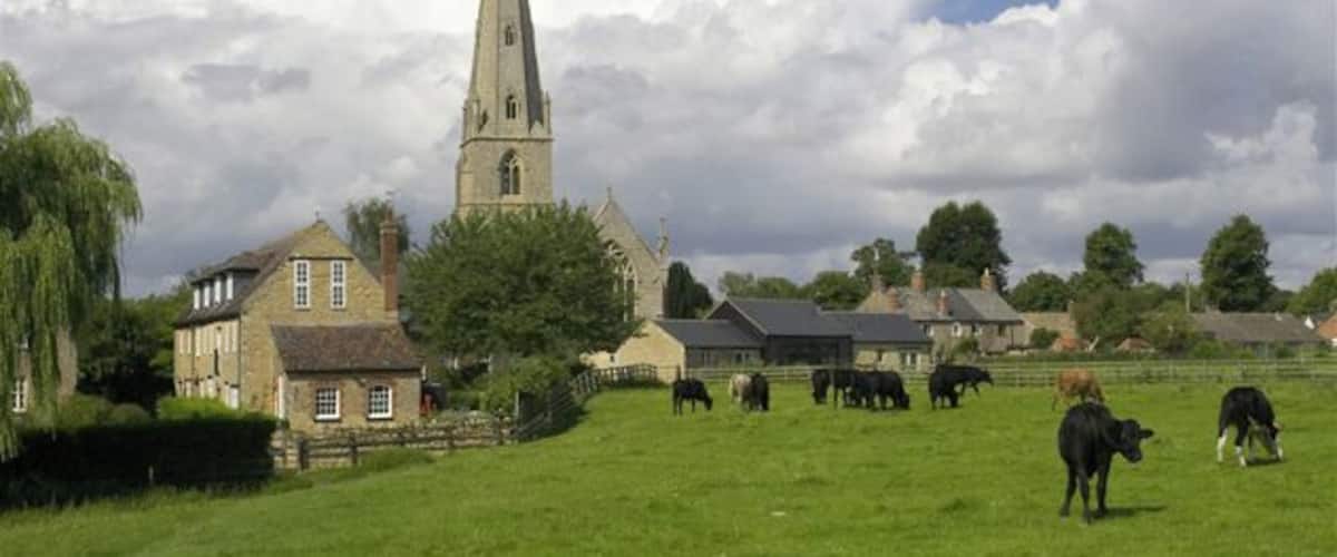 Olney, Buckinghamshire, with the tower and spire of SS Peter and Paul parish church