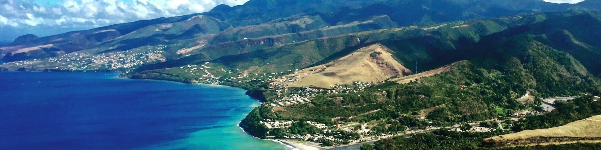 Descending to Canefield Airport, Dominica.