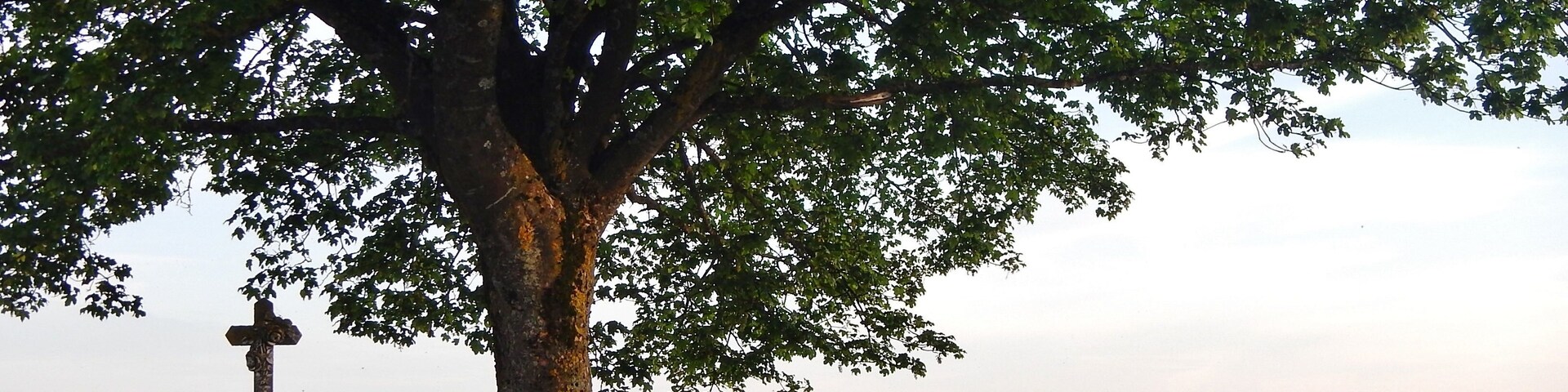 Wegekreuz und Blick auf Hegau