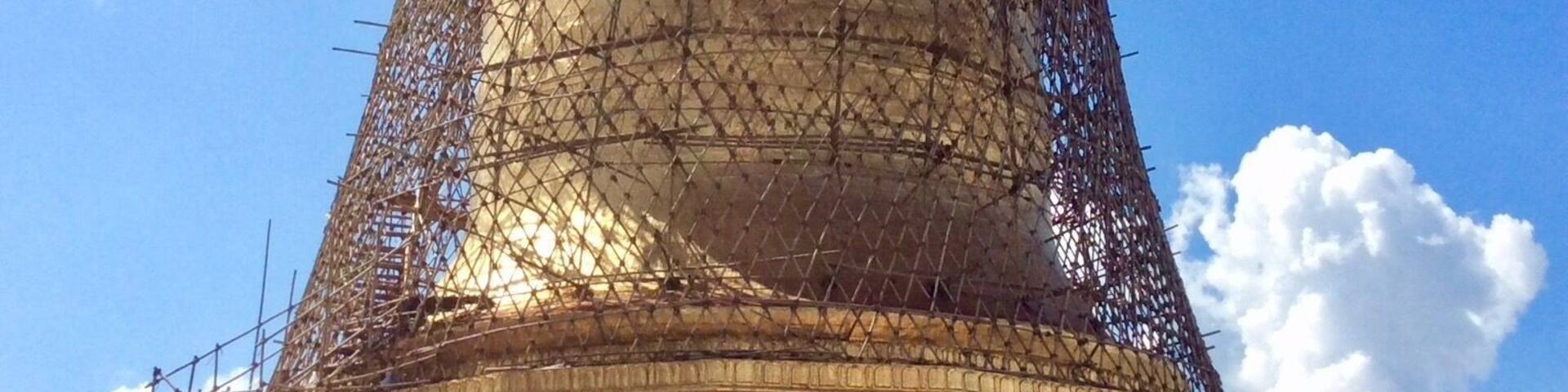 Lawkananda Stupa. Like so many temples in Myanmar, was damaged in the earthquake. We arrived on a festival day when there was a push for funds to help in its repair.