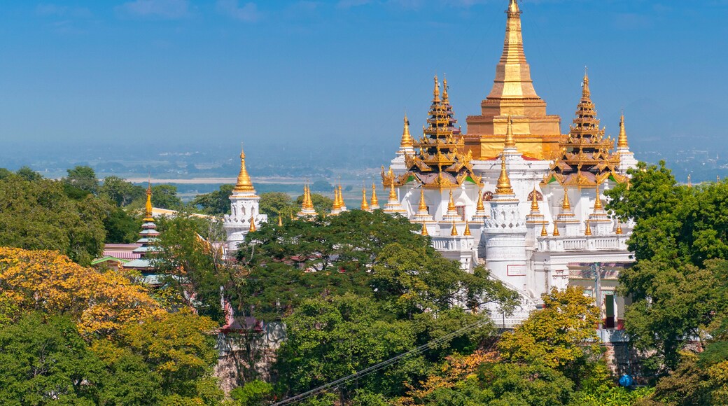 Golden pagodas is on Sagaing Hill, Myanmar. View frm the top of this hill, Myanmar.