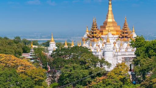 Golden pagodas is on Sagaing Hill, Myanmar. View frm the top of this hill, Myanmar.