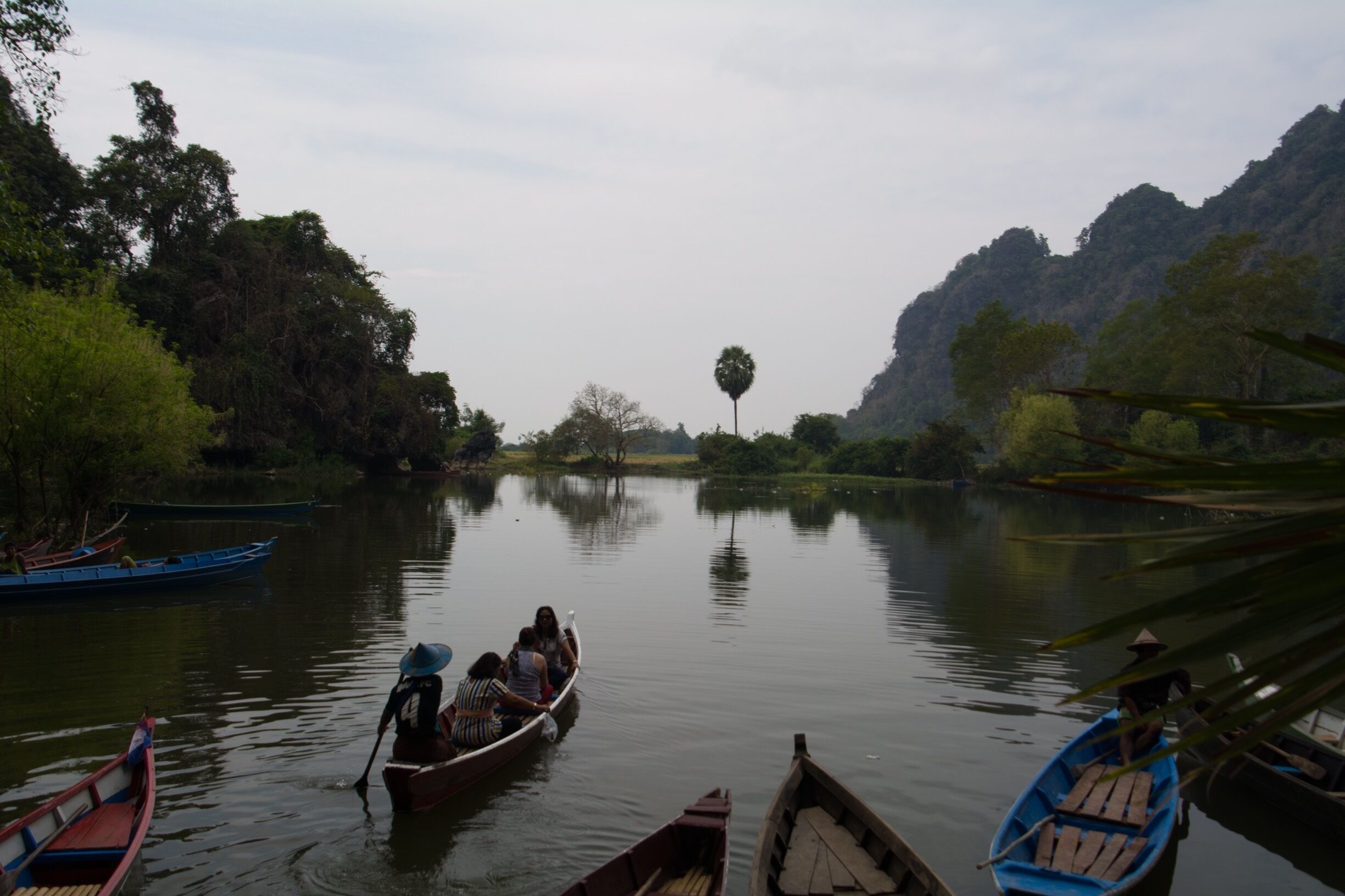 Beautiful lake that leads into the rice patties at Hpa-An, Myanmar