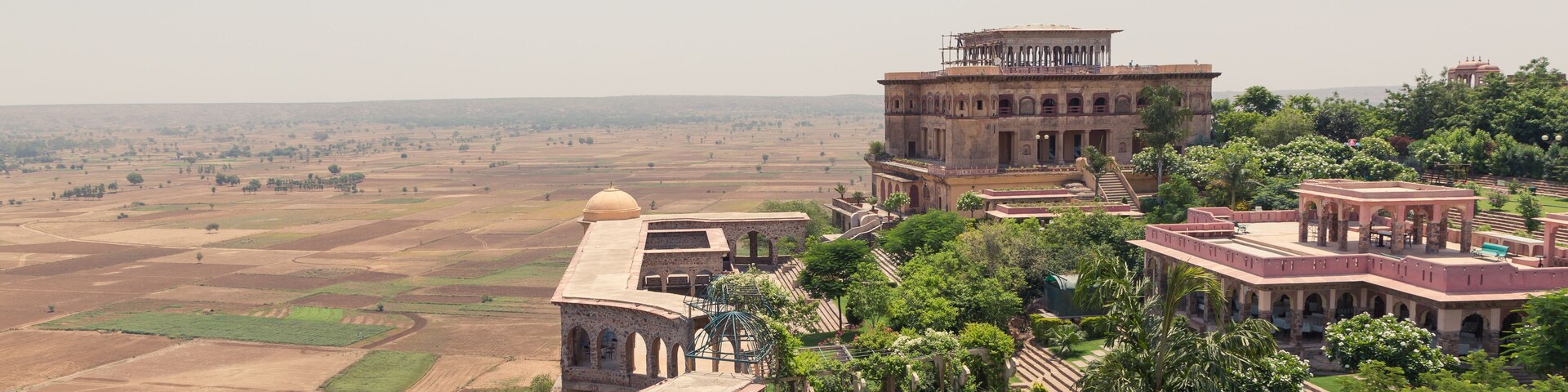 Aerial view of Tijara fort palace by Neemrana in Rajasthan India