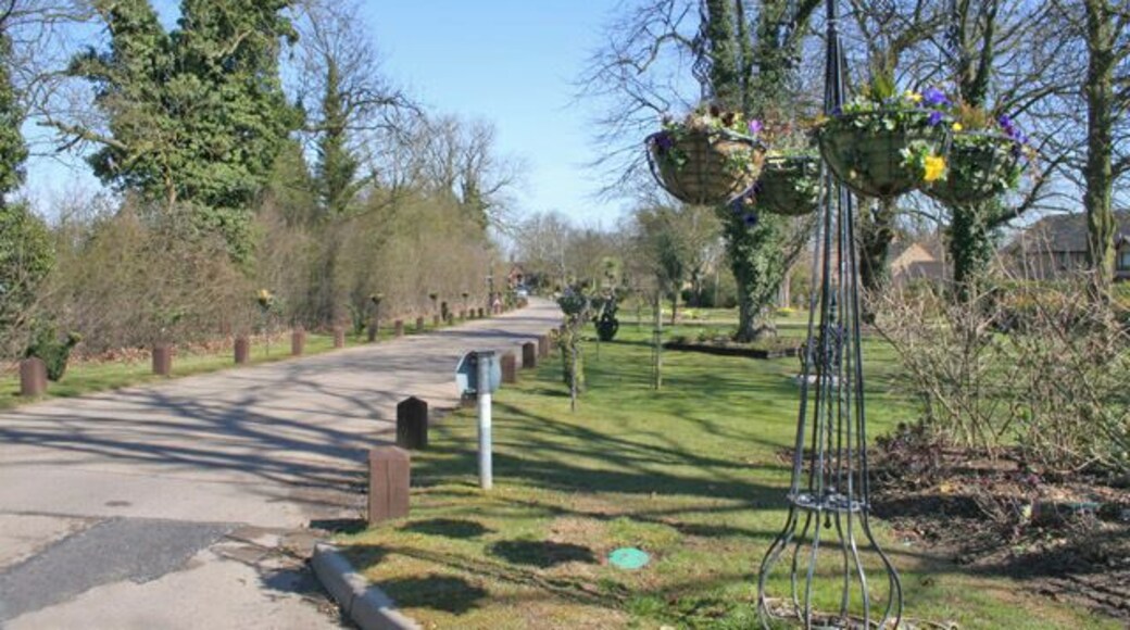 Driveway at Ranksborough Hall Mobile Home Park. Looking east