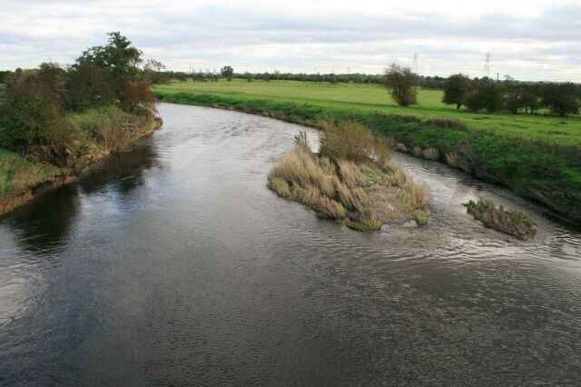 The Derwent from Borrowash Bridge Looking downstream.