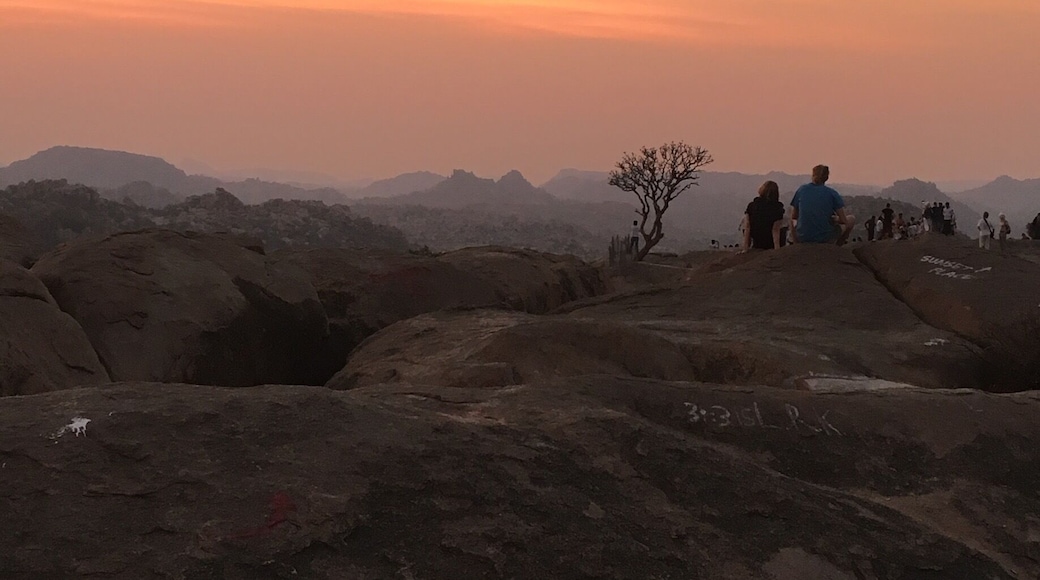 Hampi sure has beautiful Sunsets. This is during February. 20 minutes climb to the birth place of Hanuman (Anjani putra) and you can see the drama in the sky full of hues.