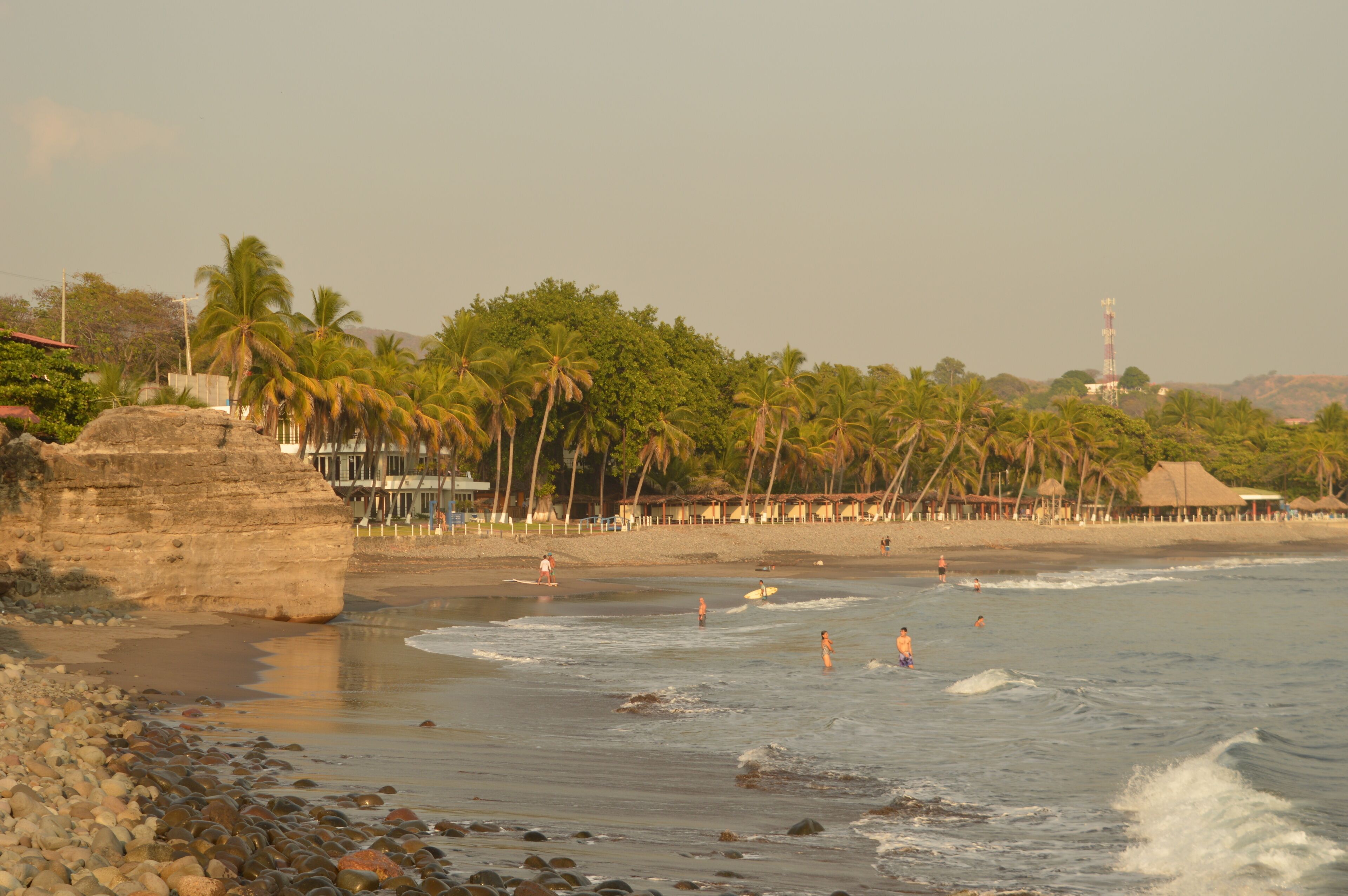 Surfing on the beautiful San Blas beaches in El Salvador, Central America
