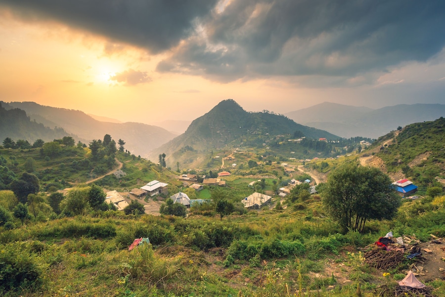 Sunset view at Malamjaba,the valley of Swat, Pakistan.
