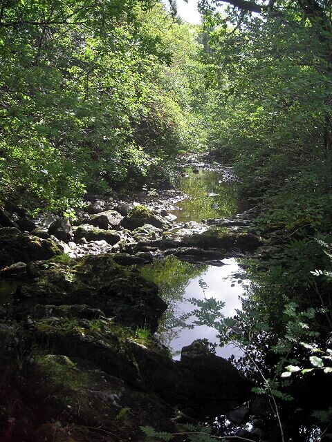 Abhainn Teithil The water level is low because of a reservoir upstream