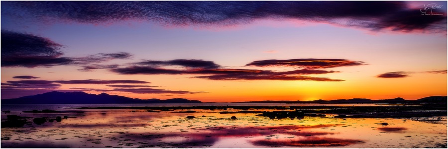 Arran from Saltcoats beach at sunset