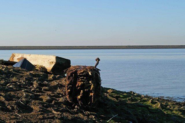Driftwood & St Mary's Bay This is a view across St Marys Bay on the Kent bank of the river Thames