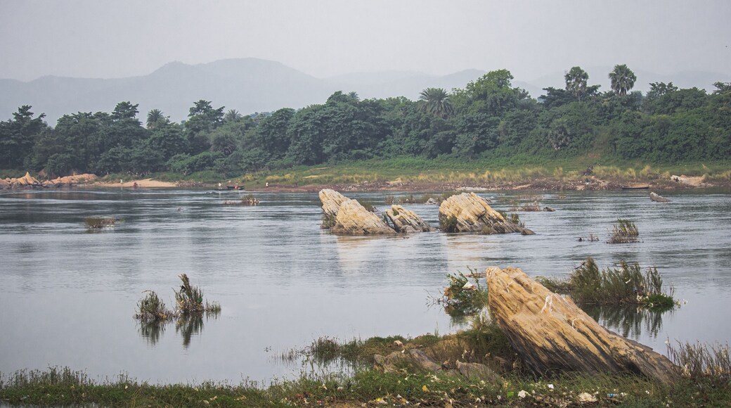 Subarnarekha river in ghatshila during winter months. Rock structures are seen above water level.