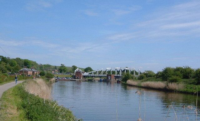 Acton Bridge. Swing Bridge taking the A49 over the River Weaver near Northwich.