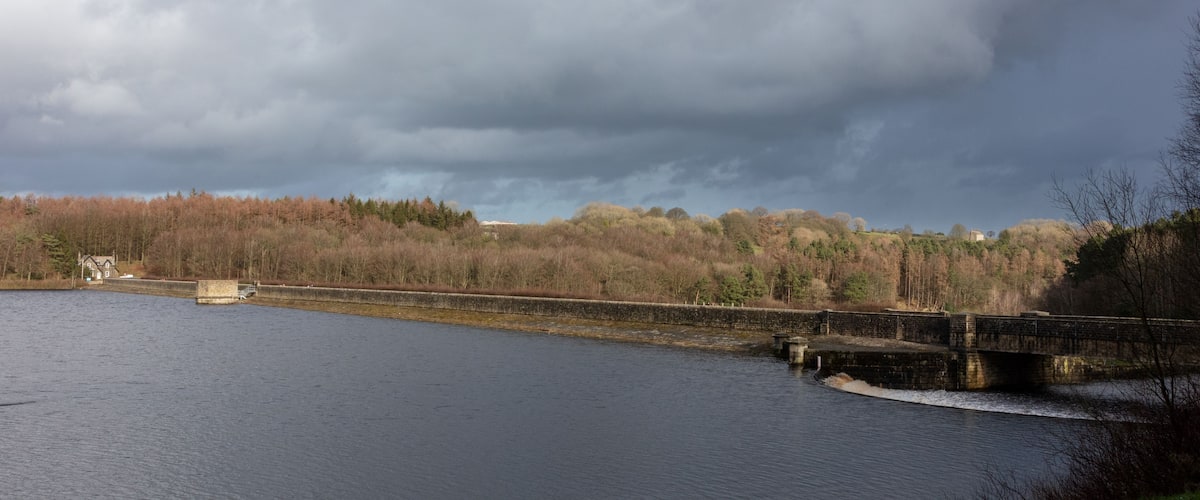 The dam of Fewston Reservoir, North Yorkshire,England, United Kingdom
