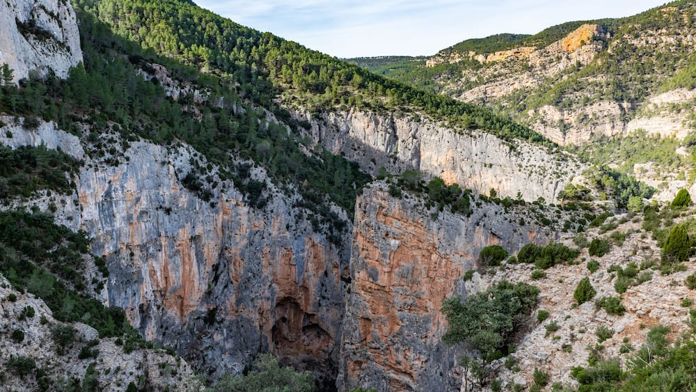 Barranco Ariño river canyon landscape scenery from La Bojera trail, Montanejos, Valencia, Spain