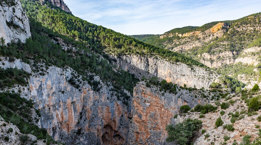 Barranco Ariño river canyon landscape scenery from La Bojera trail, Montanejos, Valencia, Spain