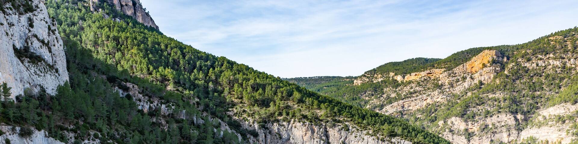 Barranco Ariño river canyon landscape scenery from La Bojera trail, Montanejos, Valencia, Spain