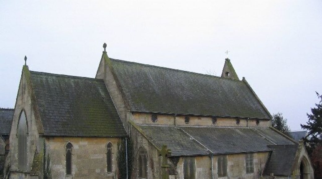 Church of Our Lady of Mount Carmel, Corby Glen, Lincolnshire, seen from the northeast. In 1855–56 the church was moved, stone by stone, from the nearby Irnham Estate.