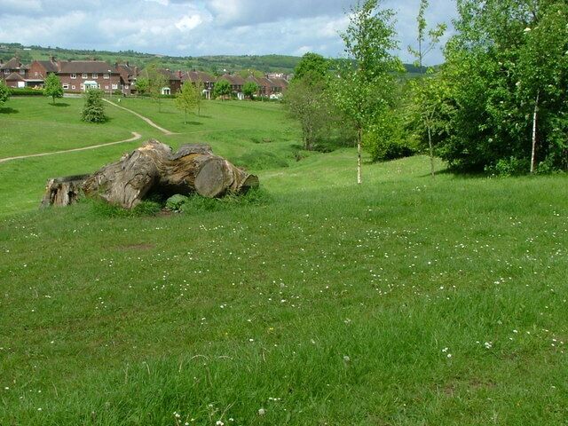 Biddulph Valley. Parkland with Biddulph Brook at base and Leisure Centre at northern end.