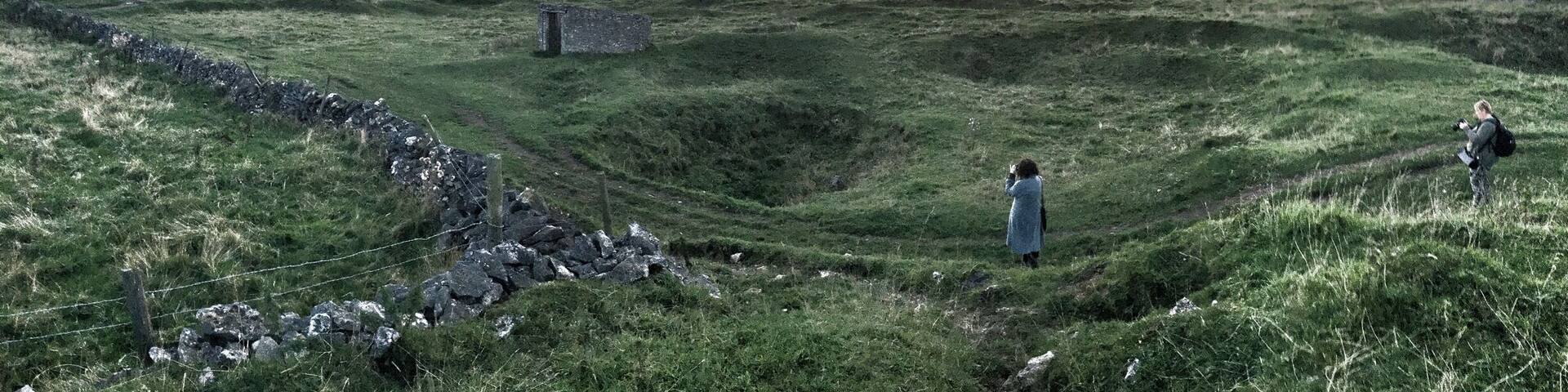 Magpie Mine in the Peak District UK. A disused mine in the Peak District at sunset