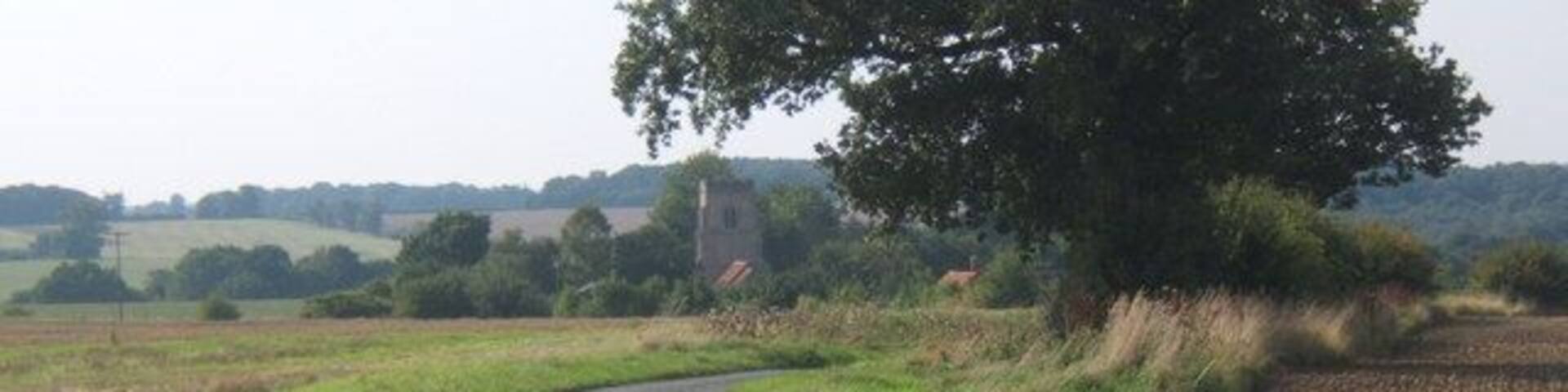 Church Lane, Alpheton The church is remote from the village and the main road.