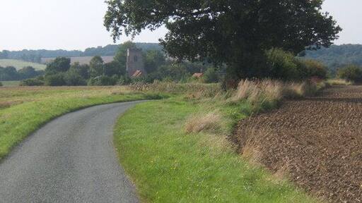 Church Lane, Alpheton The church is remote from the village and the main road.