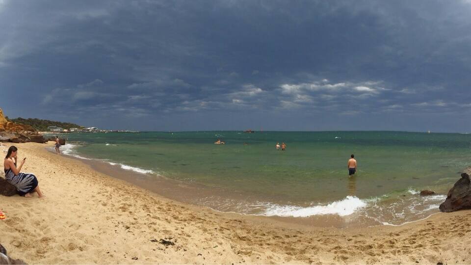 Half Moon Bay at Blackrock near Melbourne, Australia.
Iphone panorama of my favourite bayside beach on Port Phillip Bay in #Melbourne.
Taken yesterday before the 'cool change' swept across Melbourne!
