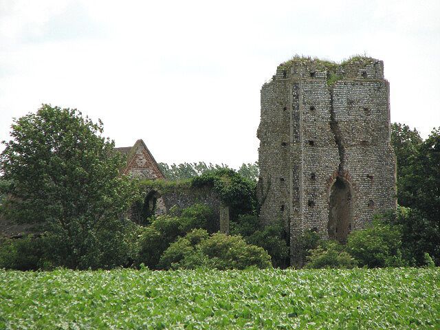All Saints Church. The tower of All Saints church was struck by lightning in 1762 and has since fallen to ruin, with a large crack splitting the west tower wall almost in half. Falling masonry soon also destroyed the nave but the chancel > 831329 was made safe; restored in the late 1800s it is still occasionally being used for worship. See also > http://www.norfolkchurches.co.uk/billockby/billockby.htm