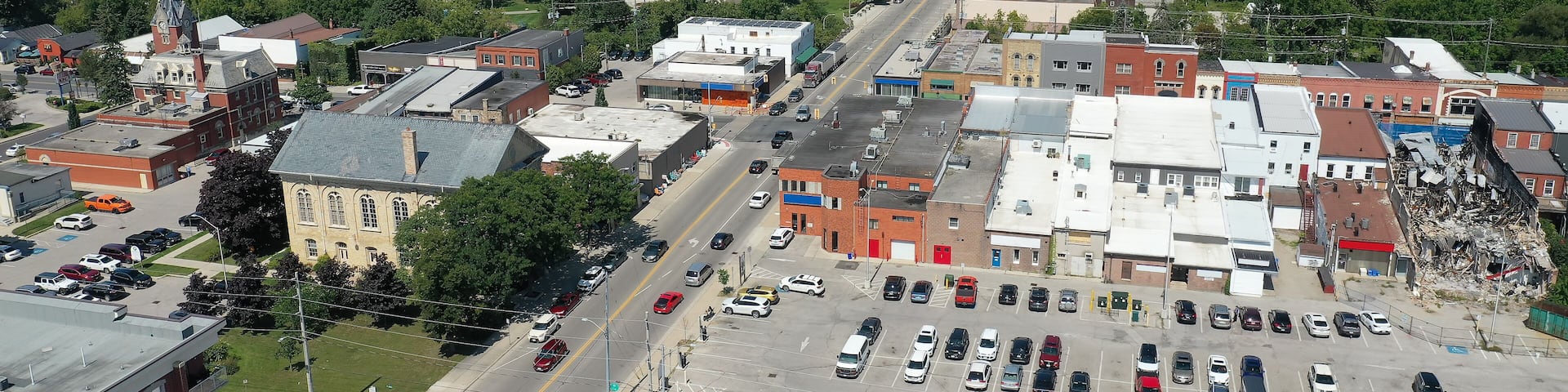 Aerial view of Aylmer, Ontario, Canada in summer
