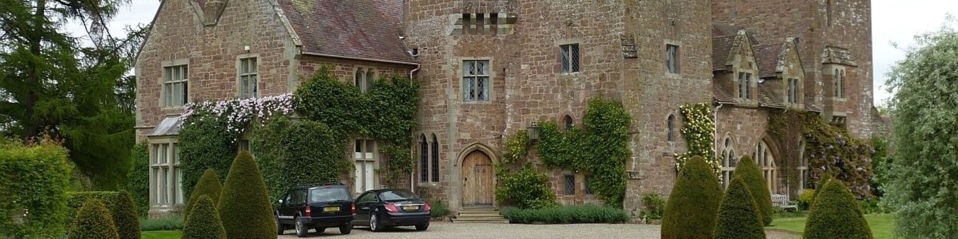 View of Broncroft Castle from the road on the Corvedale Three Castles Walk